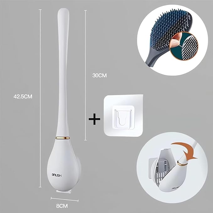 2025 New Modern Flexible Silicone Toilet Caspa for Home，Silicone Toilet Bowl Brush & Holder Set, Wall Mounted Cleaning Kit with Dispenser, Flexible & Hygienic Bathroom Scrubber for Home (#A+C)