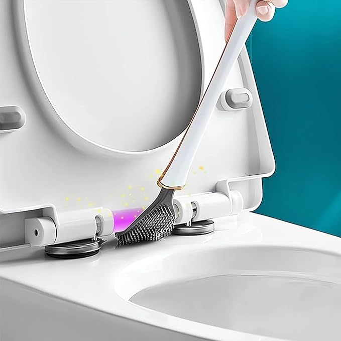 2025 New Modern Flexible Silicone Toilet Caspa for Home，Silicone Toilet Bowl Brush & Holder Set, Wall Mounted Cleaning Kit with Dispenser, Flexible & Hygienic Bathroom Scrubber for Home (#C)