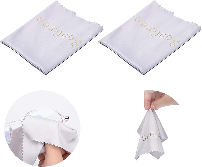 SooGree Glasses Cleaning Cloth Lens Microfiber Eyeglasses Wipes Cloth Lens Cleaner Camera Phone Computer Screen Scratch Resistant Soft Smooth Lint Free Cloth 2 Pack