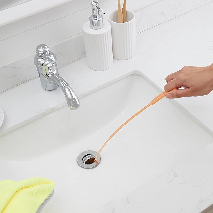 Drain Clog Remover Tool, 6 Pack with 5 Plastic and 1 Stainless Steel Drain Snakes, Hair Unclogger for Toilet, Kitchen Sink, Bathroom Tub