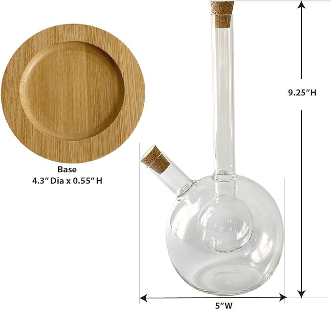 Lily's Home Glass Olive Oil and Vinegar Dispenser, A Beautiful Addition to Any Kitchen and Dinnerware Set with Bamboo Coaster.