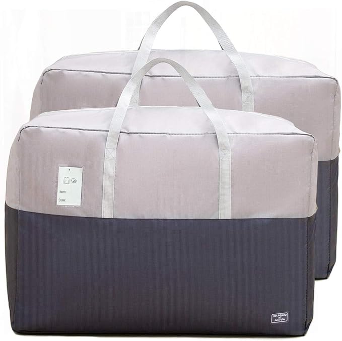 105L Clothing Storage Bags, 2pcs Comforter Storage Bags for Blankets and Quilts, Bedding, Sweaters, Pillows, Zippered Heavy Duty Extra Large Packing Bags for Moving