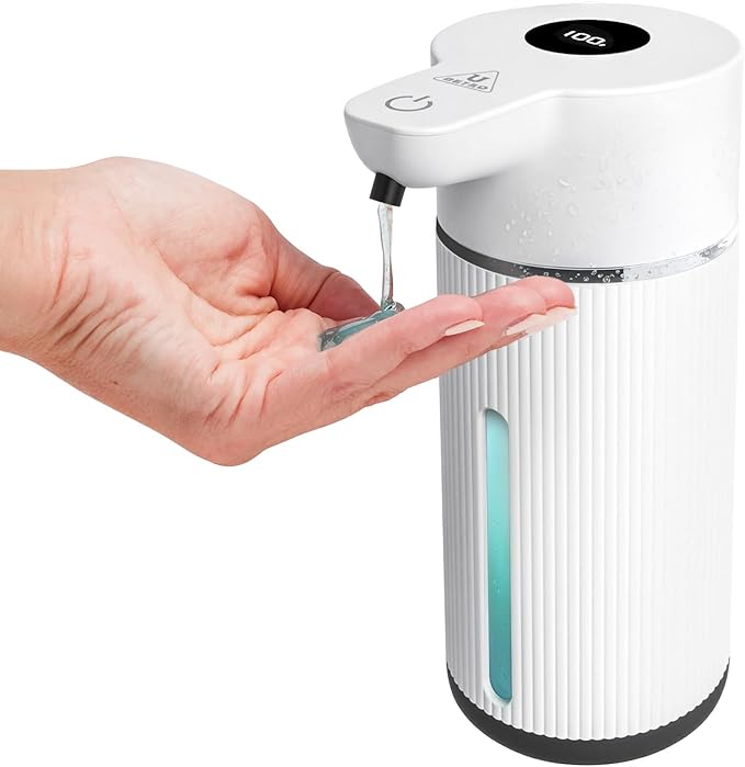 Touchless Automatic Soap Dispenser for Kitchen and Bathroom, Liquid Hand Soap Dispenser, Water-Resistant and Rechargeable, 14.2oz/420ml ，Intelligent Digital Display，4-Level Adjustable,Modern