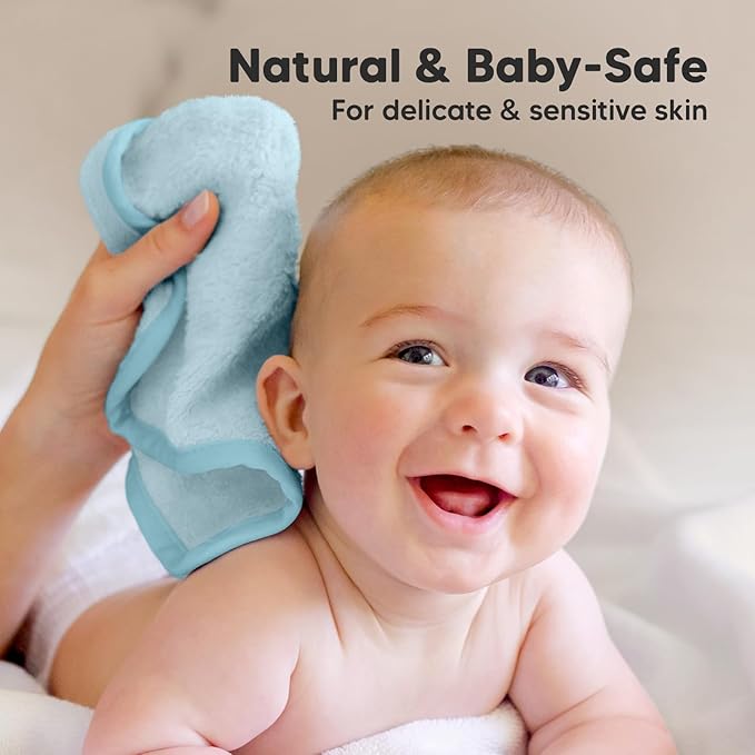 6-Pack Baby Washcloths – Soft Absorbent Viscose from Bamboo Washcloths for Face, Body, Baby Towels for Newborn, Kids, Toddlers, Infant,Gentle on Sensitive Skin,10x10 Reusable Face Towels(Bravo Blue)