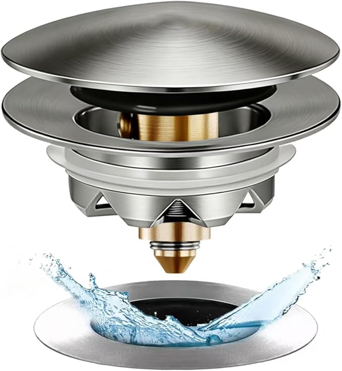 Anlige Bathtub Drain Stopper, Pop Up Tub Stopper and Cover, Bottom with Hair Catcher, Universal for 1.45 in to 1.8 in Drain, Replaces Old Drain Plug