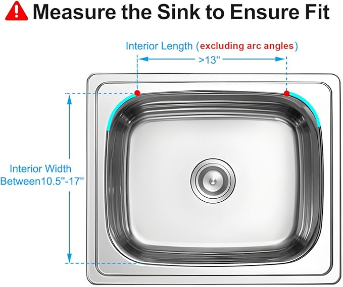Orgneas Real Capacity Expandable Dish Drying Rack in Sink, Stainless Steel Over the Sink Dish Drainer with Utensil Holder for Kitchen Counter, Fit for Interior Width 10.5''~17'' Sinks