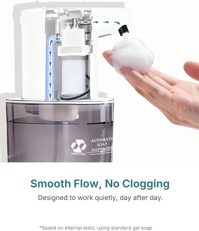 Automatic Foaming Soap Dispenser, 4-Level Touchless Hand Soap Dispenser, USB-C Rechargeable, Wall Mount or Countertop, 13.5oz/400ml, for Bathroom, Kitchen, Office, Hotel, White