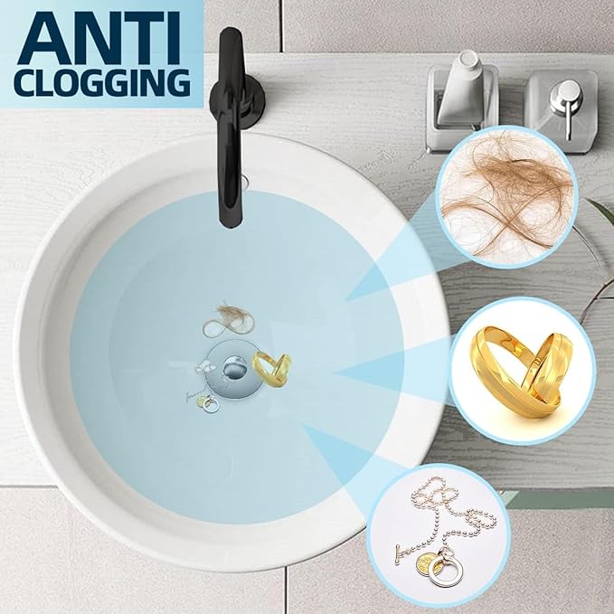Universal 2 in 1 Bathroom Sink Stopper, Pop Up Bathroom Sink Drain Strainer with Anti-Clogging Filter Basket