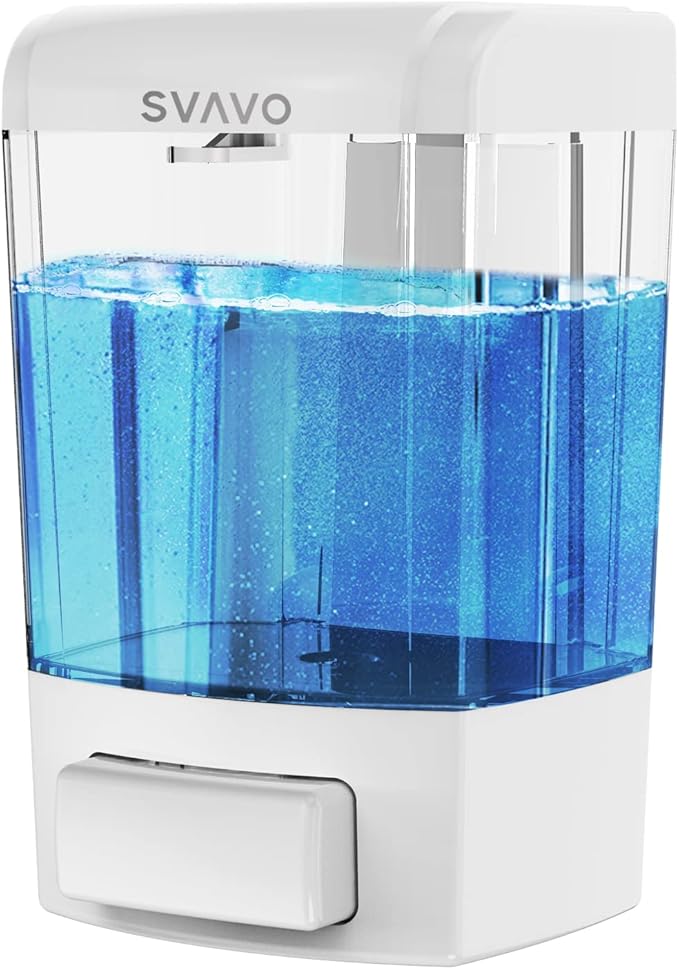 SVAVO Wall Mounted Soap Dispenser Kitchen Bathroom Manual Soap Dispenser Refillable Hand soap Dispenser for Liquid Contianers Shampoo Gel Chamber for Household Commerical 23.7oz (700ml) ABS