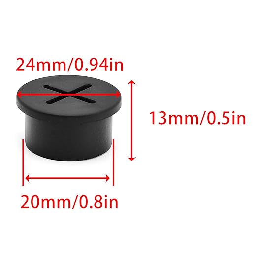 Surf turtle 12 Pack 3/4 Inch Black Desk Grommets, Flexible Cable Cord Hole Cover for Desk Table Cabinet Countertop Home Furniture