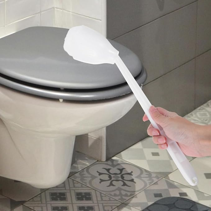 Long Handle Toilet Brush 15.35In with Soft Bristles and Angled Head for Deep Bathroom Cleaning - Water Squeeze Design 2 Pack for Home and Hotel Use