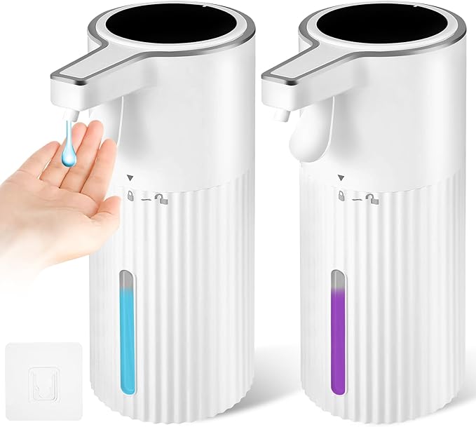 White Ribbed Liquid Soap Dispenser 2-Pack, 13.5 oz - Waterproof Wall-Mounted Hand Soap Dispenser for Bathroom & Kitchen Sink, Suitable for Commercial Use