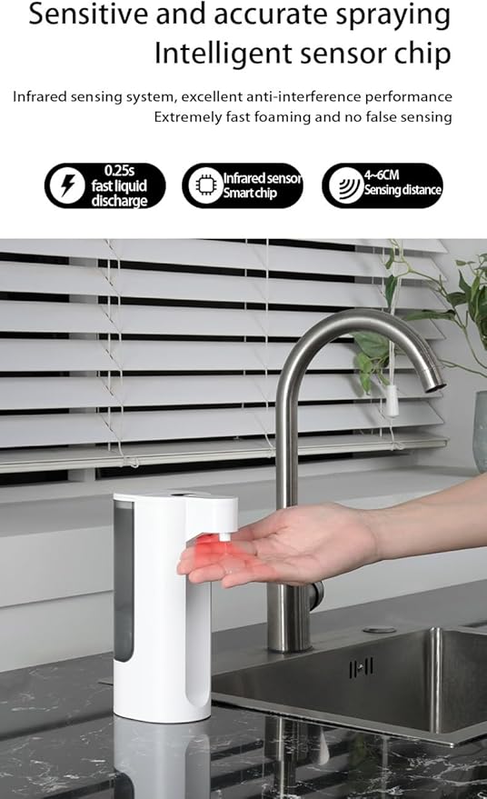 Automatic Soap Dispenser Touchless Dish Soap Dispenser 13.5oz/400ml with Infrared Sensor Type-C Rechargeable Liquid Dispenser for Bathroom and Kitchen