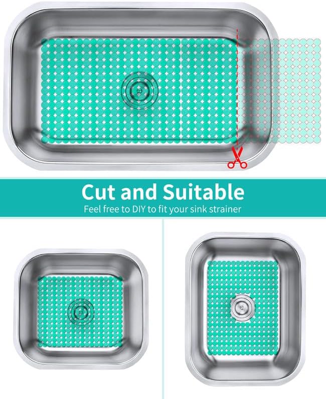 Bligli 2-Pack Kitchen Sink Mat: PVC Adjustable Sink Protector | Sink liner Pad | Dish Drying Mats, Easy to Clean & DIY Cut | 15.7 x 11.8 inch (Green)