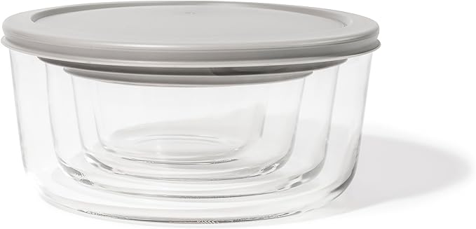 DURA LIVING 8-Piece Glass Food Storage Containers Set (4 Containers + 4 Lids) | Round, Nesting, Microwave & Dishwasher Safe | BPA-Free, Space-Saving