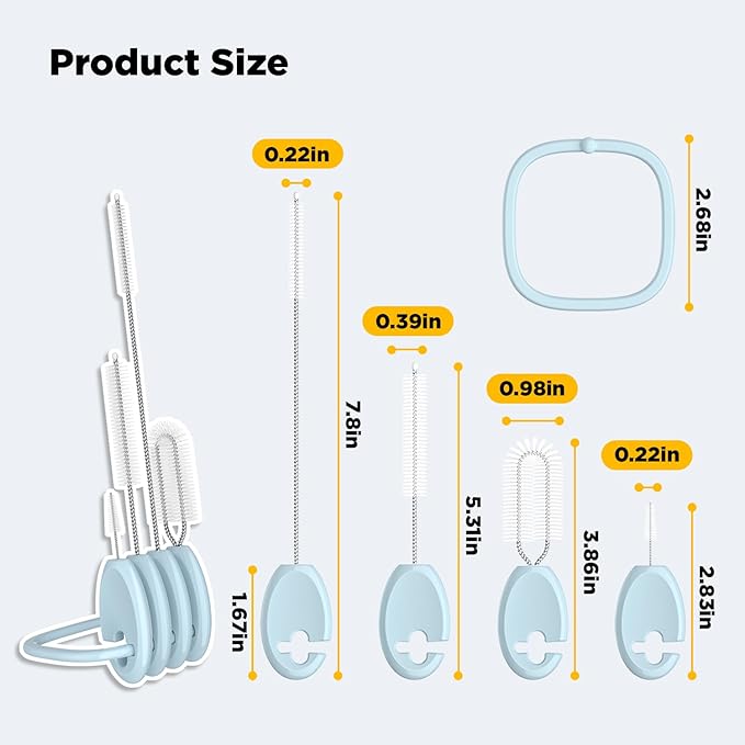 Baby Straw Brush Set, 4 Piece Cleaner Kit with Standable Key Ring – for Sippy Cups, Weighted Straw Cups & Baby Bottles – Designed for 0–24 Months