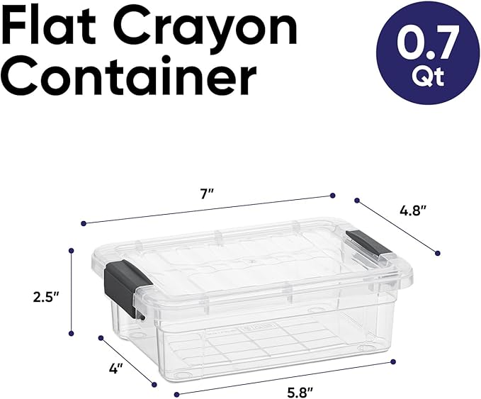 Superio Mini Storage Container Plastic Crayon Box Art Supplies and Sewing Case Stackable Clear Small Organizer for Beads, Stationery, Chalk, and Food