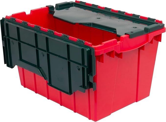 KeepBox 12 Gallon Storage Container, Red/Green