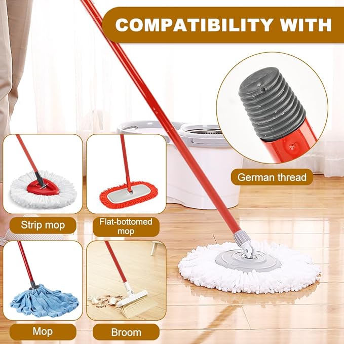 iayokocc Mop Handle Replacement Accessories for Vileda Spin Turbo/Turbo Smart/EasyWring Mop,4-Section Adjustable 28.5" to 54.5" Mops Pole,Easy Installation, Only Mops Handle are Included