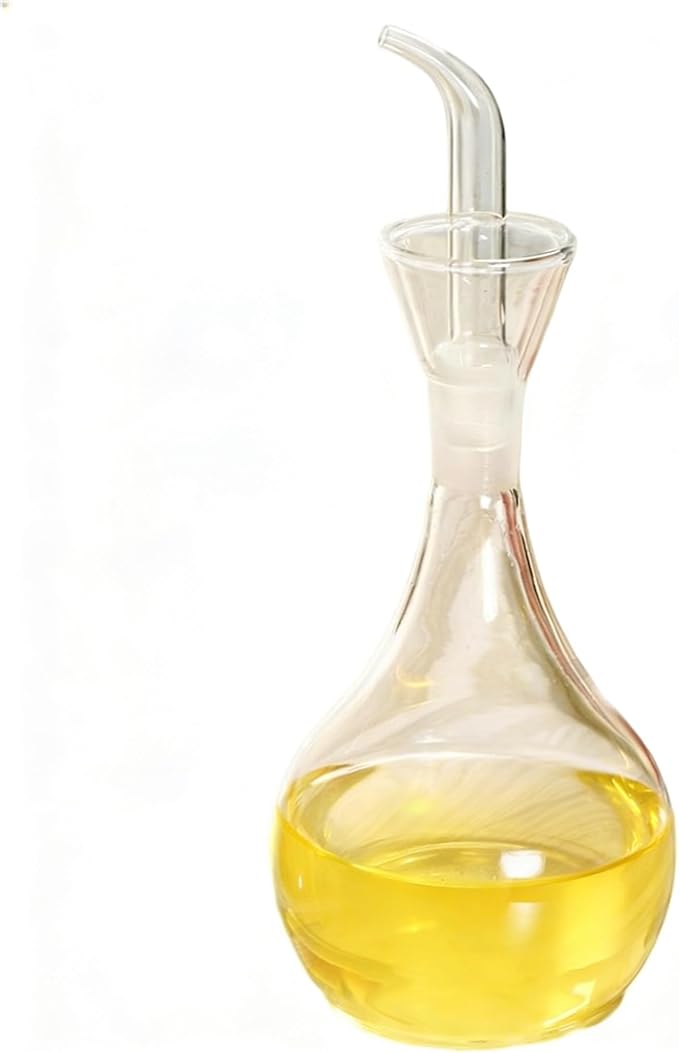 ELETON's Planet Pear Shape 14 ounces Clear Glass No Drip Oil Dispenser with Pourers and NO Funnel Needed - Oil Dispenser Bottle for Kitchen and BBQ