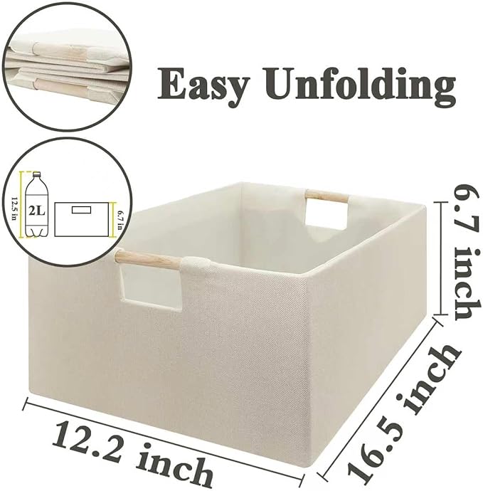 Foldable Fabric Storage Cubes, Beige 2 Pack