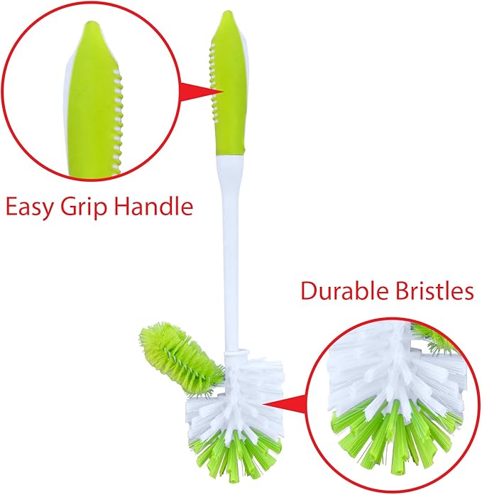 Pine-Sol Toilet Bowl Cleaner Brush with Holder | Heavy Duty Cleaning Wand with Under The Rim Scrubber, Non-Slip Handle, Storage Caddy | Bathroom Supplies, Yellow, Green