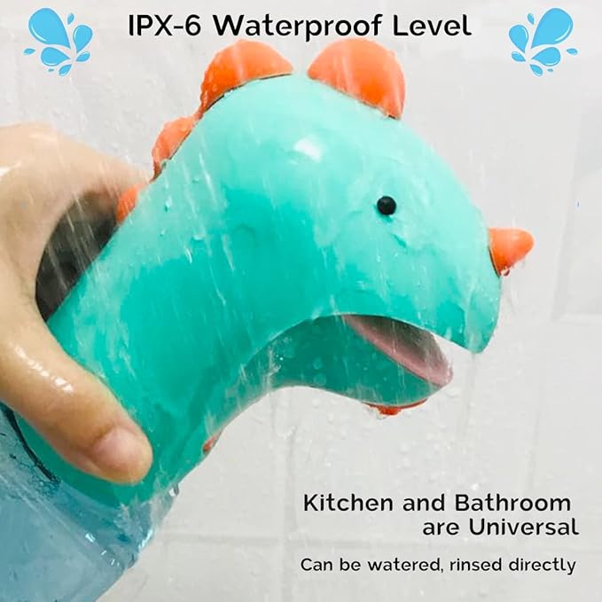 Dinosaur Automatic Soap Dispenser, Auto Foaming Touchless Hand Soap Dispenser for Kids, IPX6 Waterproof Cute Foam Sanitizer Dispenser for Bathroom Countertop, 8.7oz/250ML (Battery Type)