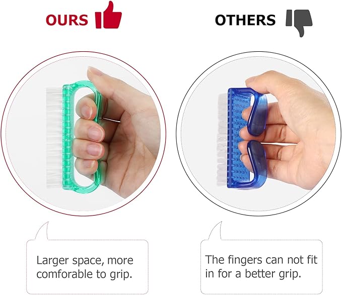 Larbois Handle Grip Nail Brush, Hand Fingernail Brush Cleaner Scrubbing Kit Pedicure for Toes and Nails Men Women (4 Pack)
