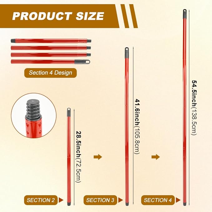iayokocc Mop Handle Replacement Accessories for Vileda Spin Turbo/Turbo Smart/EasyWring Mop,4-Section Adjustable 28.5" to 54.5" Mops Pole,Easy Installation, Only Mops Handle are Included