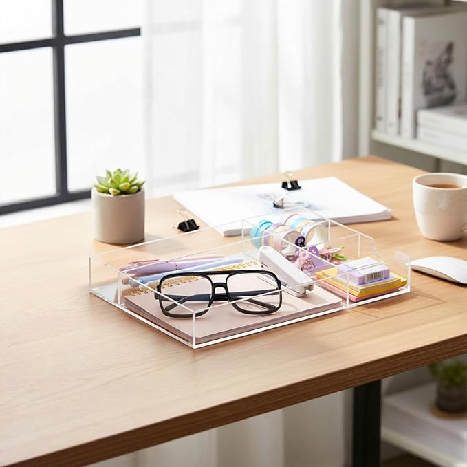 Acrylic Desk Drawer Organizer 12.2 x 8.27 x 1.77 Inch Storage Tray Organizer