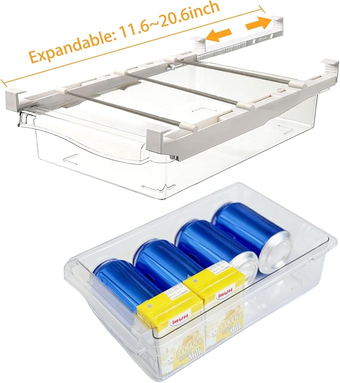 2 Pack Fridge Drawer Organizer Egg Holder For Refrigerator Pull Out