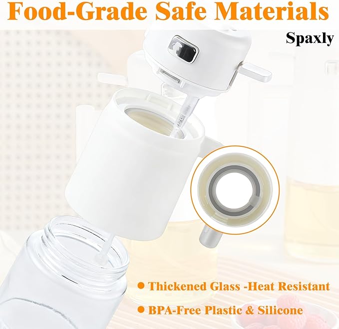 2-in-1 Glass Oil Sprayer & Dispenser Bottle, 700ml Kitchen Oil Mister with Non-Drip Spout & Lock Switch for Olive Oil, Cooking Spray, Baking, Salad Dressing