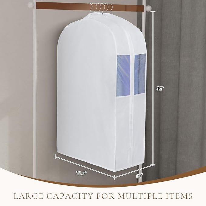 Premium Cotton Garment Bags for Hanging Clothes, 4 Pack