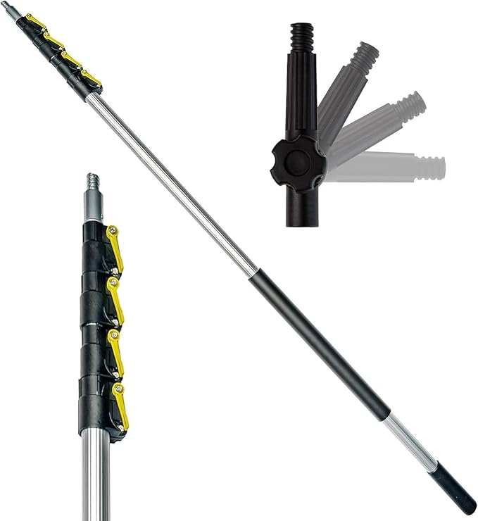 DOCA Telescoping Pole 5-12 Ft - Extension Pole for Cleaning, Feather Duster, Window Washing Kit, Paint Roller, Window Squeegee - High Reach Extendable Kit for Indoor & Outdoor - Pole Only