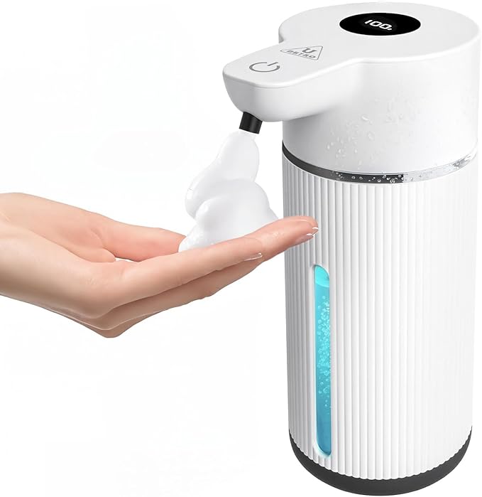 Touchless Automatic Soap Dispenser for Kitchen and Bathroom, Liquid Hand Soap Dispenser, Water-Resistant and Rechargeable, 14.2oz/420ml ，Intelligent Digital Display，4-Level Adjustable,Modern