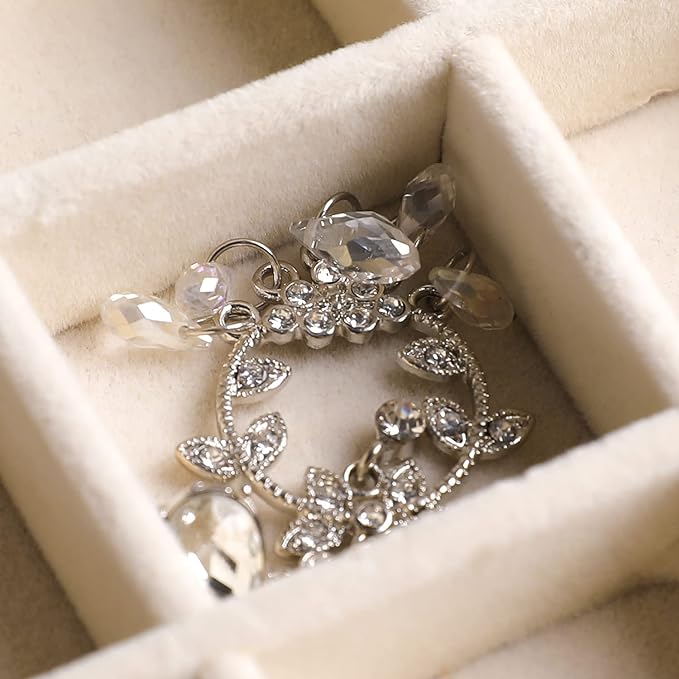 Small Jewelry Tray Set, Stackable Velvet Jewelry Organizer Tray, Set 9,Beige