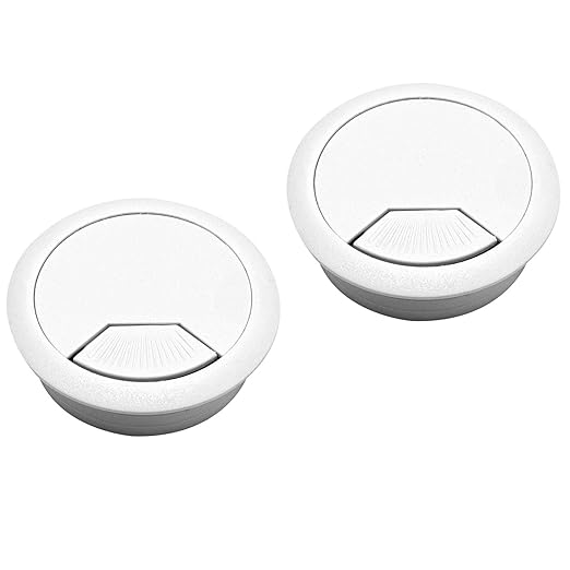 Surf turtle 2 Pack 2 Inch Desk Grommet, White Flexible Desk Hole Cover for Cable Management, Desktop Cord Grommet Organizer