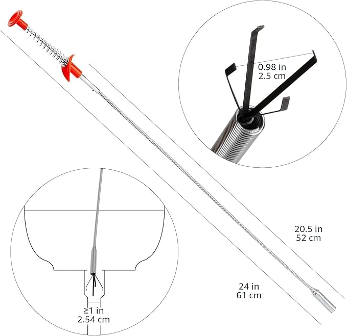 Drain Clog Remover Tool, 6 Pack with 5 Plastic and 1 Stainless Steel Drain Snakes, Hair Unclogger for Toilet, Kitchen Sink, Bathroom Tub