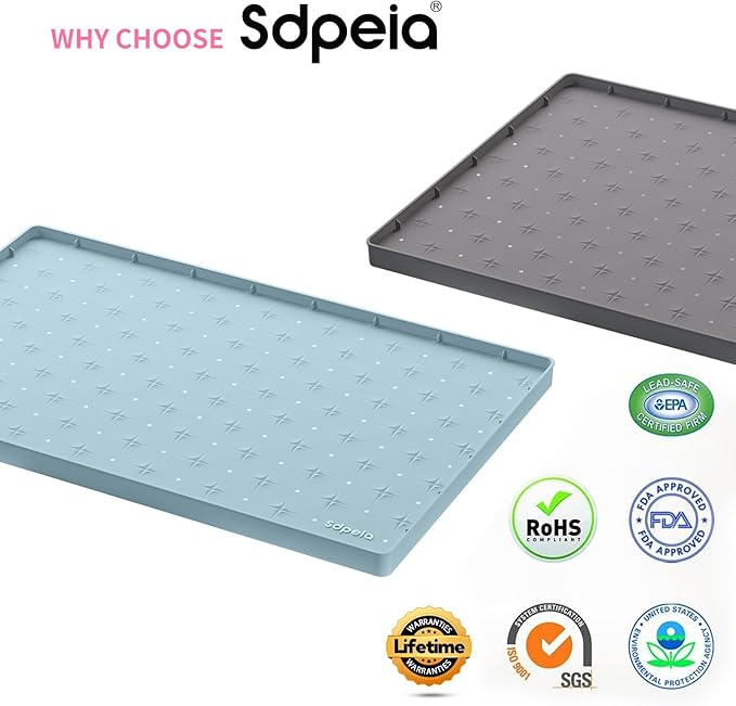 Sdpeia Under Sink Mat 22"×19" Waterproof Silicone Cabinet Liner & Sink Protector for Kitchen & Bathroom, Multi-Purpose Organizers Tray for Pets, Laundry, Cat Litter Mat