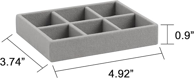 Frebeauty Small Jewelry Tray Set,Stackable Velvet Jewelry Organizer Tray,Mini Jewelry Drawer Organizer,Drawer Inserts,4.92 x 3.74 x 0.9 Inches