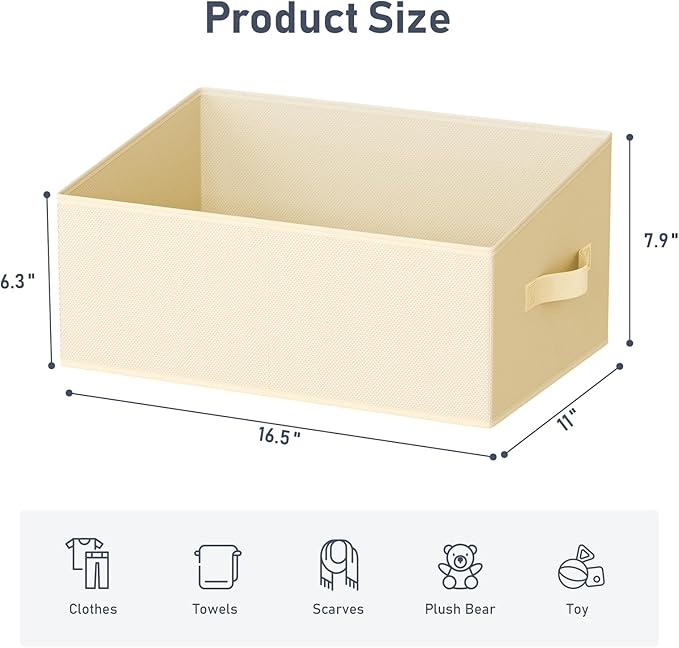Large Closet Storage Bins 8 Pack, Fabric Trapezoid Closet Organizer Bin