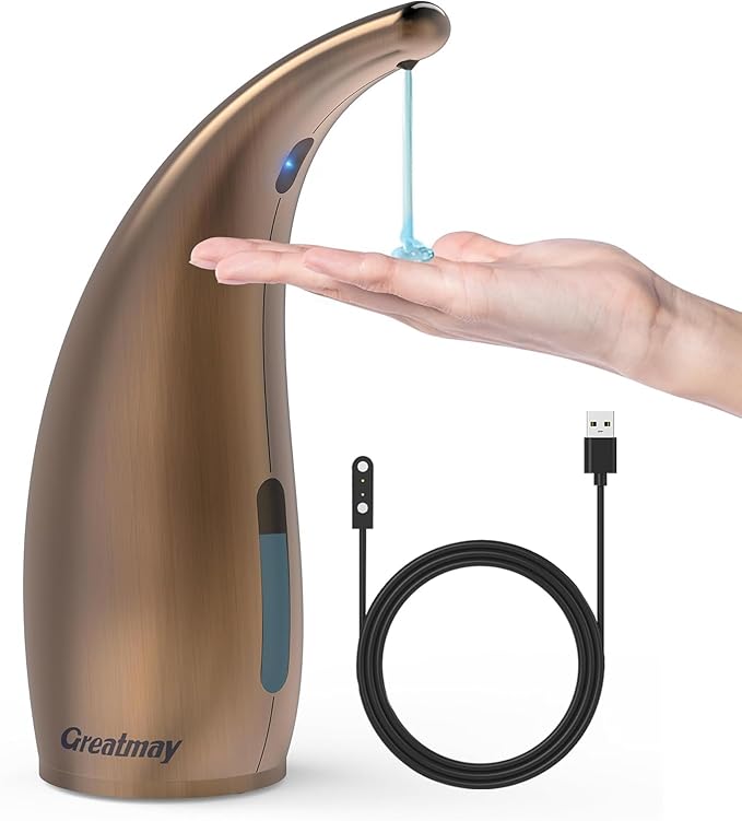 Adjustable Automatic Soap Dispenser Touchless, 4 Adjustable Levels Touchless Sensor Liquid Soap Pump Dispenser，300ml Rechargeable Magnetic Charging Hand Soap Dispenser for Kitchen，Bathroom