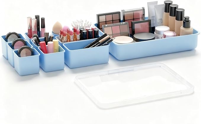 Jalopink Silicone Makeup Organizer Drawer Set with Clear Lid