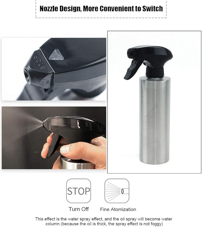 Oil Sprayer For Cooking, Stainless Steel Dispenser Olive Oil Spray Bottle Kitchen Barbecue Tool for Air Fryer BBQ Salad Baking Roasting Grilling