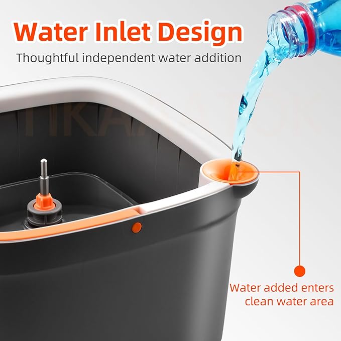 Spin Mop and Bucket Set with Self Separation Dirty and Clean Water System, Square Mop Bucket Self Wringing 360° Rotating Clean Floor Mop-Head for Hardwood Tile Marble Floors-with 14Pads