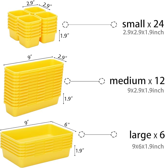 42 Pack Tool Box Organizer Tool Tray Dividers, Yellow