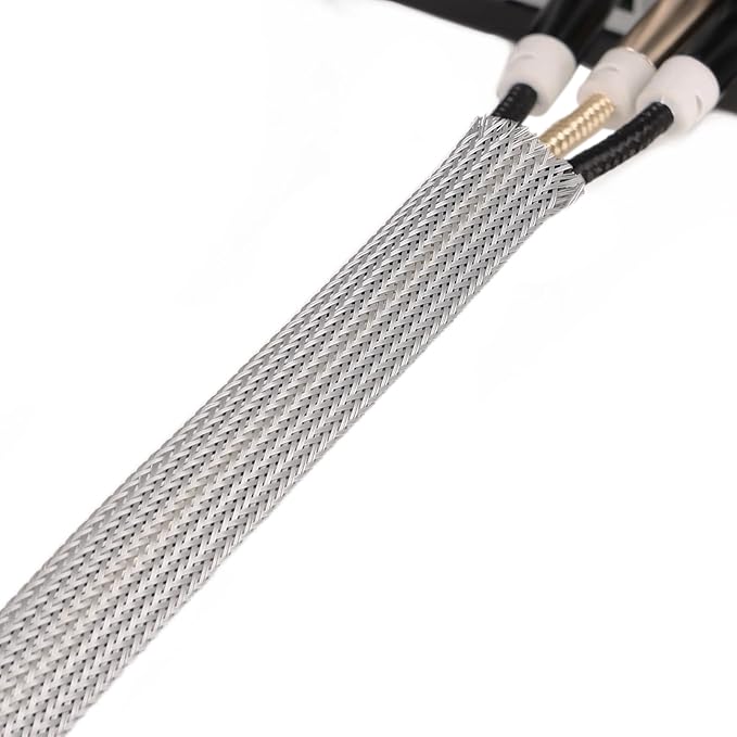 25ft PET Expandable Braided Cable Sleeve 1/2inch(12mm) Pet Braided Cable Sleeve for Audio Video Device Wire Automotive Wire (Grey)