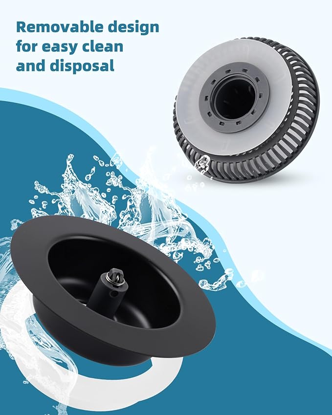 Universal 3 in 1 Kitchen Sink Drain Strainer Stopper Combo, Black Stainless Steel Shell Pop Up Sink Stopper for US Standard 3-1/2 inch Drain Filter