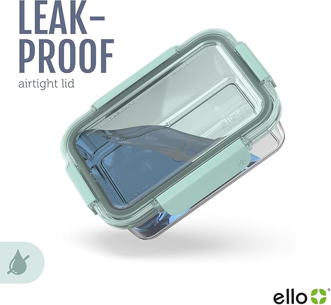 Ello Color Lock 2 Cup 6PC, 3 Pack Glass Meal Prep Sets Leak-Proof Glass Food Storage Containers with Airtight BPA-Free Plastic Lids, Dishwasher