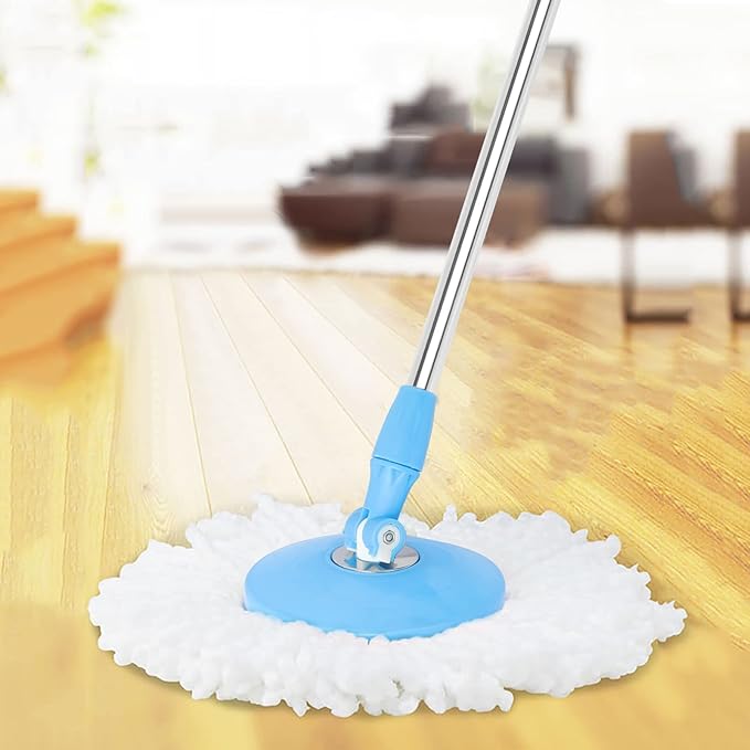 Spin Mop Pole Handle Replacement 360 Spinning Cleaning Scraper for Floor Mop Bucket No Foot Pedal Version Blue